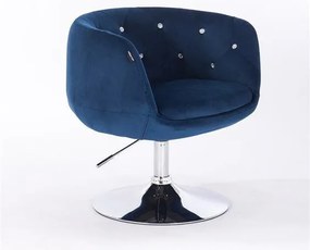 HR333N Tengerkék velur modern szék krómozott lábbal