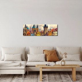 Kép - Ősz a festett városban (órával) (90x30 cm)