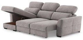 Univerzális sarokkanapé, kihúzható, háromszemélyes, tárolórekesszel TRENTO taupe