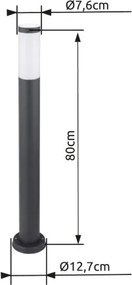 Globo 31588A Kültéri állólámpa antracit, rozsamentes acél, műanyag fehér búrával. IP44, ø: 127, H:800, exkl. 1xE27 23W 230V