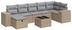 vidaXL 8 részes bézs polyrattan kerti ülőgarnitúra párnával