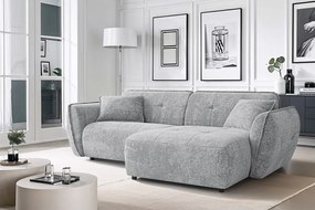 Világosszürke zsenília sarokkanapé (jobb oldali-heverő résszel) Nelia – Ropez