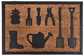 Kókuszrost és gumi lábtörlő kerti eszközök mintával, 60 x 40 cm