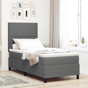 Boxspring ágy matraccal & LED világítással szürke 100x200 cm kordbársony