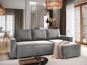AKCIÓ Világosszürke kihúzható sarokkanapé CAVELO, kétoldalas II. osztály