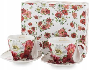 Csésze 2+2 szett pipacs virág fehér