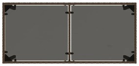 barna polyrattan üveglapos kerti asztal 115x54x74 cm
