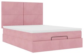 Ottomán ágykeret matracokkal rózsaszín 140x190cm bársony