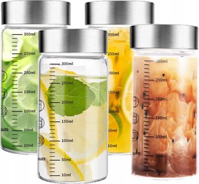 300 Ml-es Üvegpalack Rozsdamentes Acél Fedéllel 4 Db Mérőpohárral