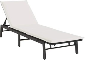 vidaXL fekete polyrattan napozóágy párnával