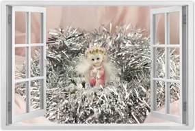 Poszter 60x40 Angyalka ezüst szénában