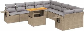 vidaXL 11 részes bézs polyrattan kerti ülőgarnitúra párnákkal