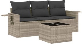 vidaXL 4 részes világosszürke polyrattan kerti ülőgarnitúra párnákkal