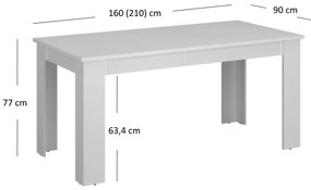 Széthúzható étkezőasztal (6 Mebel Bos Ethan (fehér). 1052913