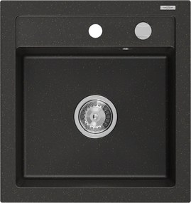 Mexen Vito  konyhai mosogató gránit 1 medence+ pop up szifon 520 x 490 mm, fekete / arany - 6503521000-75 1 medencés