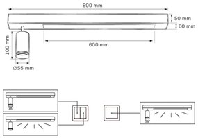 Polux PARIS 327376 Spotlámpa 1x24W/LED|1x10W/GU10 4000K 800lm IP20