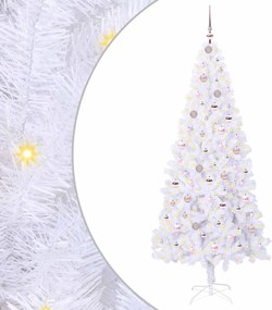 vidaXL Mű karácsonyfa 300 LED-del állvánnyal Fehér 210 cm PVC és Acél