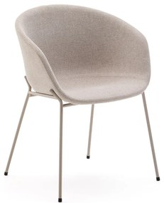 Bézs kárpitozott karfás étkezőfotel Yvette – Kave Home