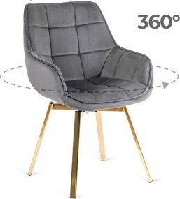 Krzesło Obrotowe MIA Szare Welurowe