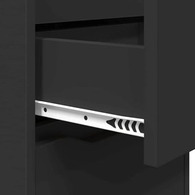 vidaXL Éjjeli asztal fiókkal Fekete 40 x 30 x 467 cm Faanyag