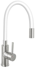FERRO - Mosogató csap rugalmas karral rozsdamentes/fehér