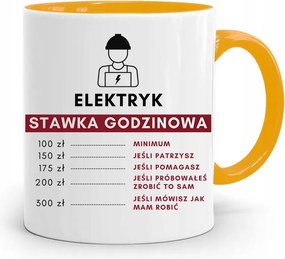 Bögre Sárga Ajándék Villanyszerelés Óradíj fényképes nyomtatással