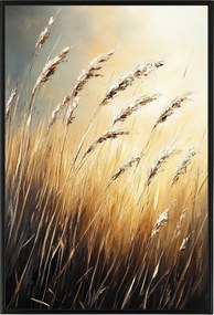 Poszter Keret Alumínium Természet Fű Gabona Kalász Mező Rét Sztyeppé Szél 40x60