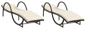 2 db barna polyrattan napozóágy párnával