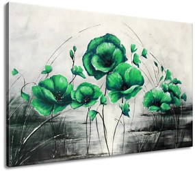 Gario Kézzel festett kép Zóld pipacsok Méret: 120 x 80 cm