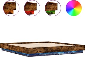 vidaXL füstös tölgy színű ágykeret LED-világítással 180x200 cm