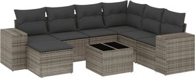 vidaXL 8 részes szürke polyrattan kerti ülőgarnitúra párnákkal