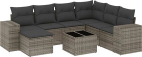 vidaXL 8 részes szürke polyrattan kerti ülőgarnitúra párnákkal