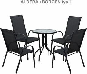 Étkezőasztal, fekete acél/edzett üveg, BORGEN TYP 2