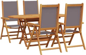 vidaXL Kert étkező szett 5 pcs Antracit Tömör Akácfa