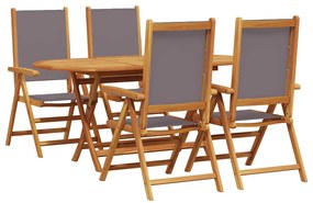 vidaXL Kert étkező szett 5 pcs Antracit Tömör Akácfa