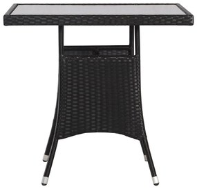 fekete polyrattan kerti asztal 80 x 80 x 74 cm