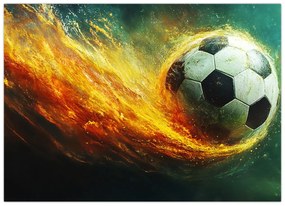 Üveg kép - Focilabda repülés közben (70x50 cm)