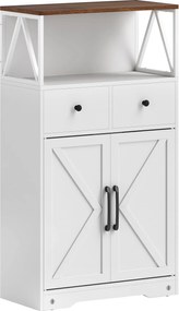 HOMCOM Nappali Szekrény Többcélú Konyhai Szekrény Polcokkal és Fiókokkal, 60x31x108 cm, Fehér | Aosom