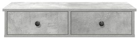 Falipolc fiókokkal betonszürke 80x31x17 cm műszaki fa