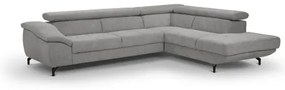 Bővíthető sarokkanapé tárolóval, L-alakú BRESCIA jobb szürke