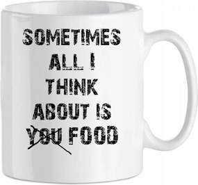 Vicces nyomott mintás bögre Csak az ételre gondolok 330 ml