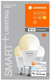LED lámpa , égő , 3 x E27 , 3 x 9.5W , meleg fehér , dimmelhető , LEDVANCE Smart+ WIFI