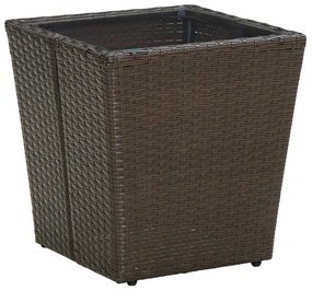 vidaXL barna polyrattan és edzett üveg dohányzóasztal 41,5x41,5x44 cm