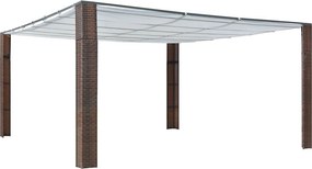 vidaXL barna és krémszínű polyrattan pavilon tetővel 400x400x200 cm