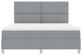 Boxspring ágy matraccal, világosszürke, szuper king, szövet