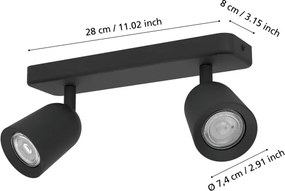Eglo 901953 - CAMALDOLI spotlámpa 2xGU10/10W/230V fekete