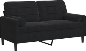 vidaXL 2 személyes fekete bársony kanapé díszpárnákkal 140 cm