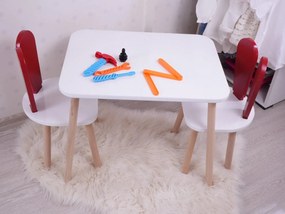 Gyerekasztal székekkel Bunny Two Chair Set - Red, White