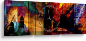 Kép - A város színes absztrakciója (órával) (90x30 cm)