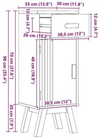 Fürdőszoba Székény Olden Barna 35 x 30 x 90 cm Tömör fenyőfa